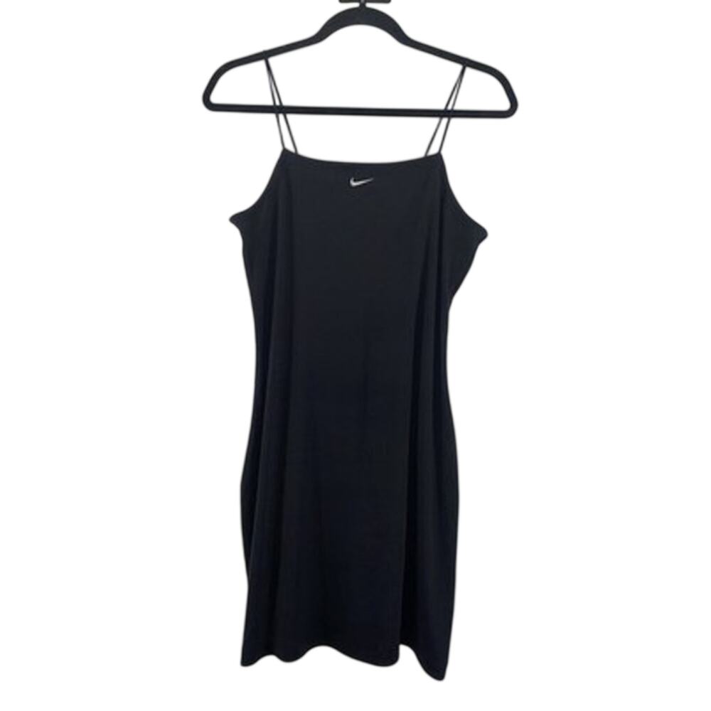 Nike Women's Sportswear Chill Knit Mini-Ribbed Camisole Cami Dress Black Size L